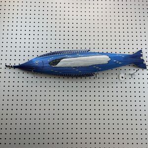 Nautical‎ Palm Frond Art 30 Inch Blue White Hand painted